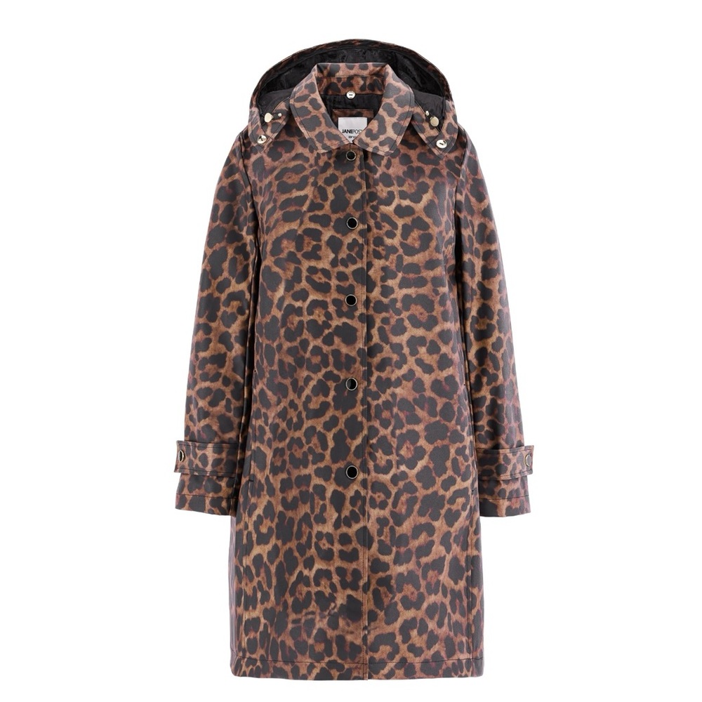 JANE POST Iconic 'Princess Slicker' Rain Jacket in Leopard